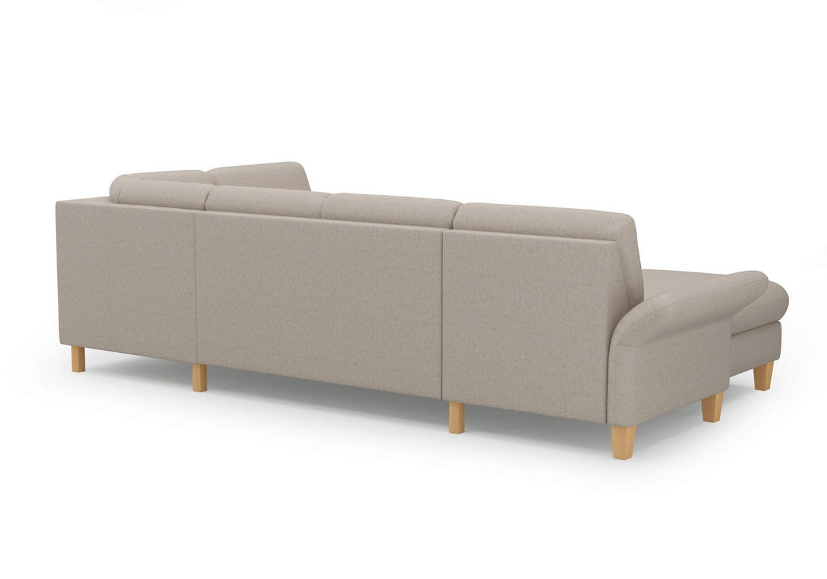 WOHNLANDSCHAFT Taupe Flachgewebe  - Taupe/Eichefarben, KONVENTIONELL, Holz/Textil (164/314/195cm) - Sit & More
