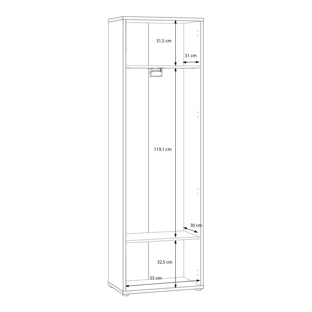 GARDEROBENSCHRANK  in 59,8/191,9/34,9 cm  - Sandfarben/Grau, MODERN, Holzwerkstoff/Kunststoff (59,8/191,9/34,9cm) - Carryhome