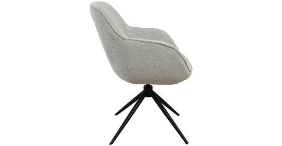 ARMLEHNSTUHL in Eisen Leinenoptik - Beige/Schwarz, Design, Textil/Metall (61/82/65cm) - Novel