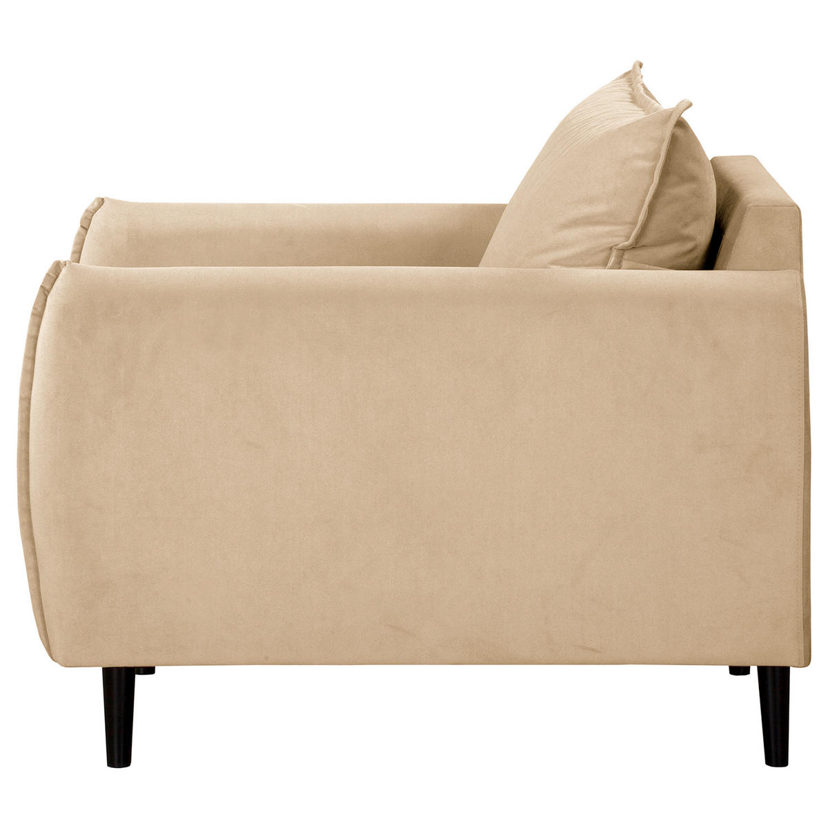 SESSEL in Samt Beige  - Beige/Schwarz, Design, Holz/Textil (74/86/100cm) - P & B