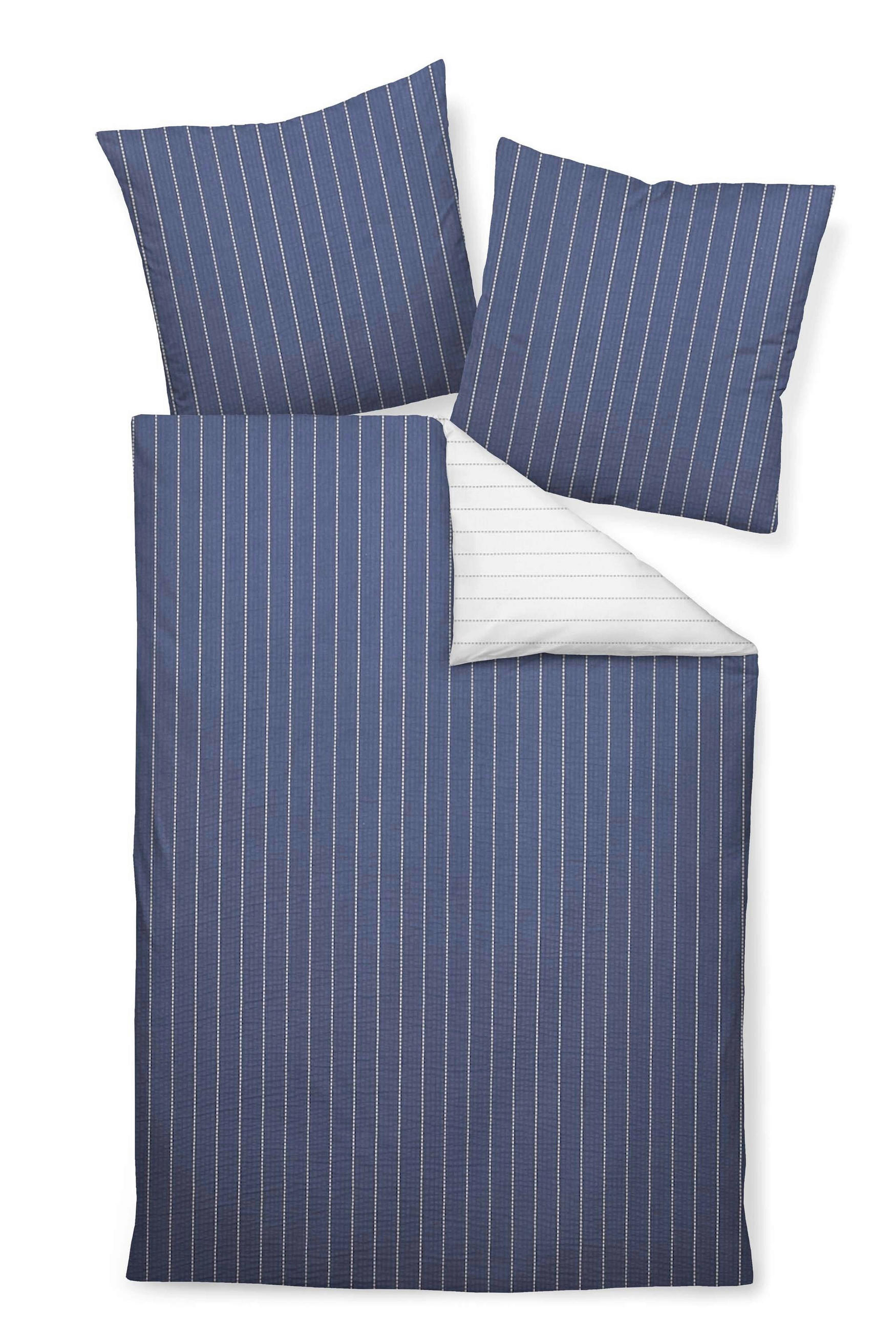 WENDEBETTWÄSCHE Seersucker 135/200 cm  - Blau, Basics, Textil (135/200cm) - Janine