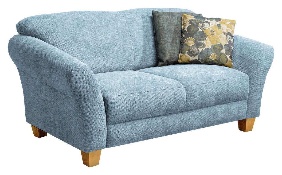 2-SITZER-SOFA in Flachgewebe Hellblau  - Naturfarben/Hellblau, Konventionell, Holz/Textil (163/84/89cm) - Sit & More