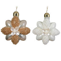 UKRAS ZA NOVOGODIŠNJU JELKU - bela/zlatna, Osnovno, staklo (3/8/8cm)