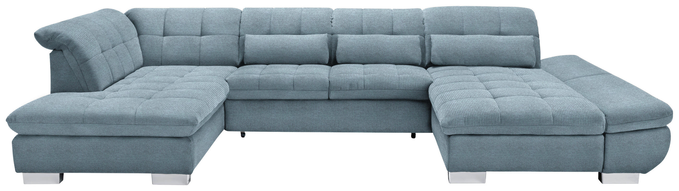 WOHNLANDSCHAFT  in Mikrofaser Hellblau  - Chromfarben/Hellblau, Design, Kunststoff/Textil (211/350/204cm) - Xora