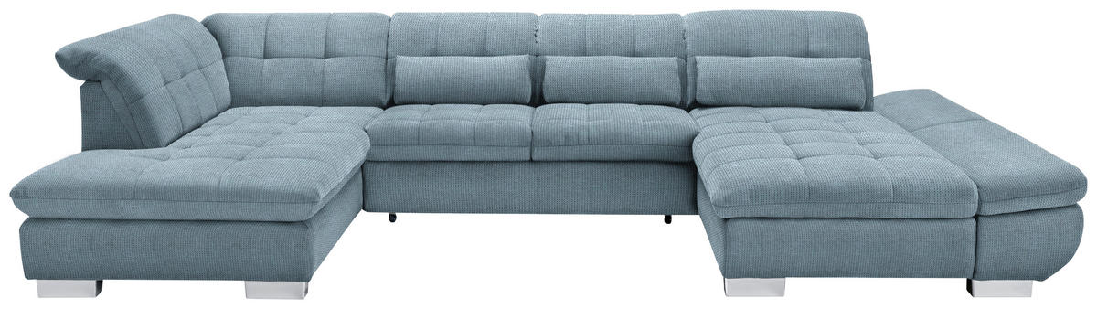 WOHNLANDSCHAFT in Mikrofaser Hellblau  - Chromfarben/Hellblau, Design, Kunststoff/Textil (211/350/204cm) - Xora