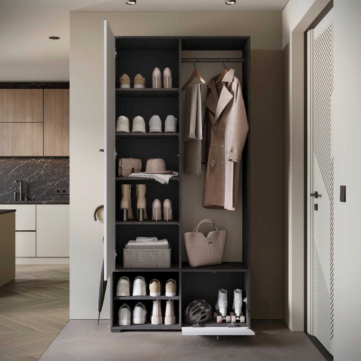 GARDEROBE  in  - Anthrazit/Weiß, Trend, Holzwerkstoff (90/190/33cm)