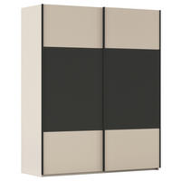 SCHWEBETÜRENSCHRANK 162/223/68 cm 2-türig Champagner, Graphitfarben  - Champagner/Schwarz, KONVENTIONELL, Holzwerkstoff/Metall (162/223/68cm) - Novel