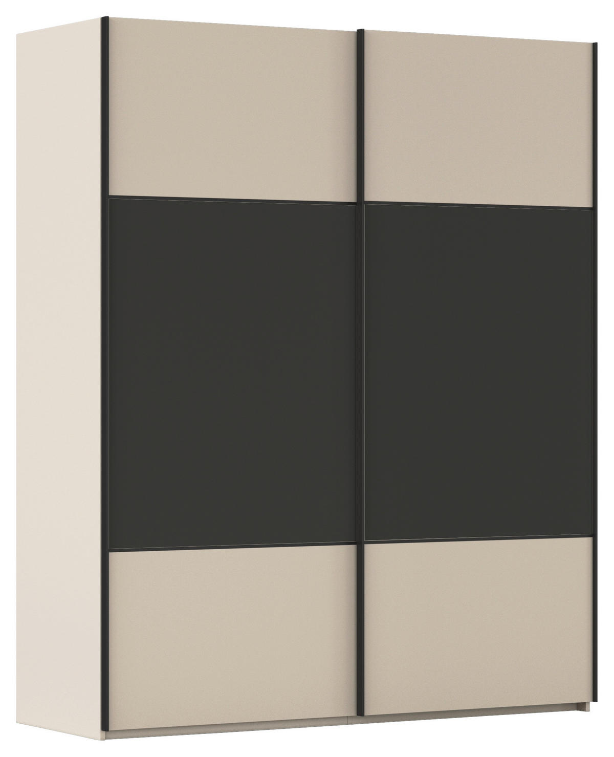 SCHWEBETÜRENSCHRANK 162/223/68 cm 2-türig Champagner, Graphitfarben  - Champagner/Schwarz, KONVENTIONELL, Holzwerkstoff/Metall (162/223/68cm) - Novel