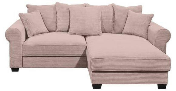 ECKSOFA Rosa Cord  - Schwarz/Rosa, KONVENTIONELL, Kunststoff/Textil (255/185cm) - Hom`in