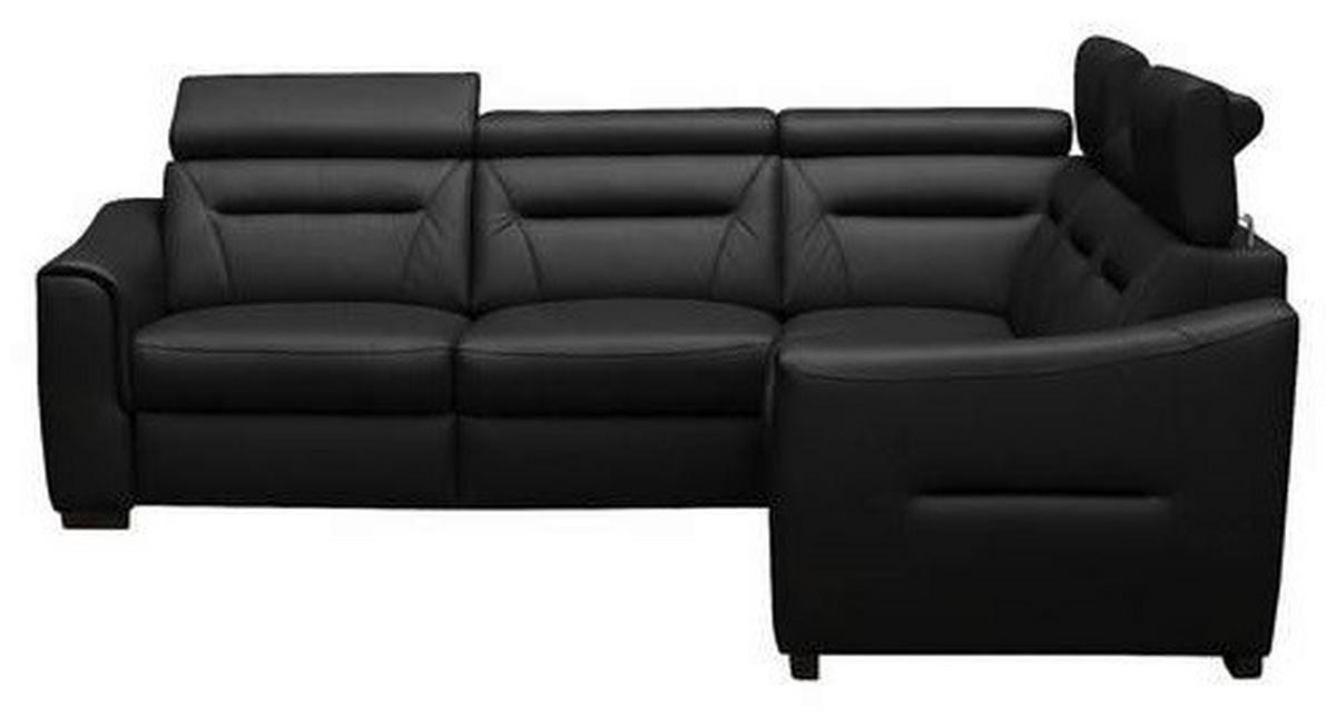 ECKSOFA Lederlook Echtleder Schwarz  - Wengefarben/Schwarz, Design, Leder/Holz (260/260cm) - Celina Home