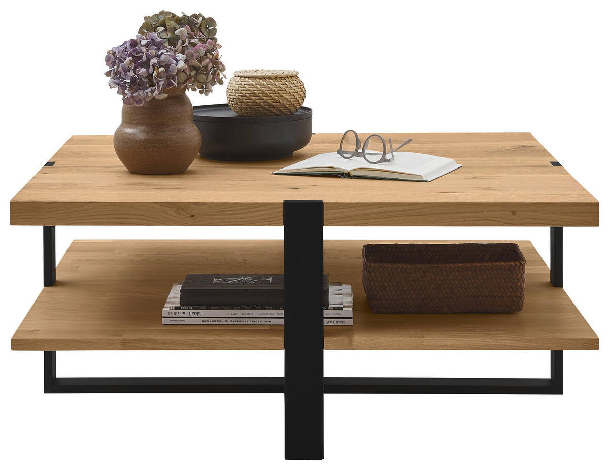 COUCHTISCH in Holz, Metall 90/90/40 cm  - Eichefarben/Graphitfarben, Natur, Holz/Metall (90/90/40cm) - Valdera