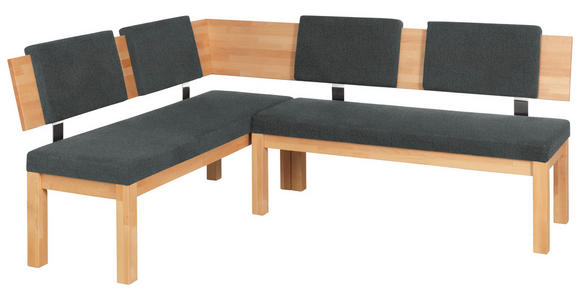 ECKBANK 160/200 cm  in Grau, Buchefarben  - Buchefarben/Grau, Natur, Holz/Textil (160/200cm) - Cantus