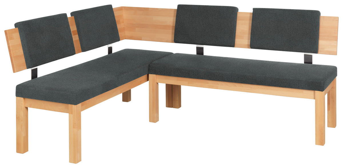 ECKBANK 160/200 cm  in Grau, Buchefarben  - Buchefarben/Grau, Natur, Holz/Textil (160/200cm) - Cantus