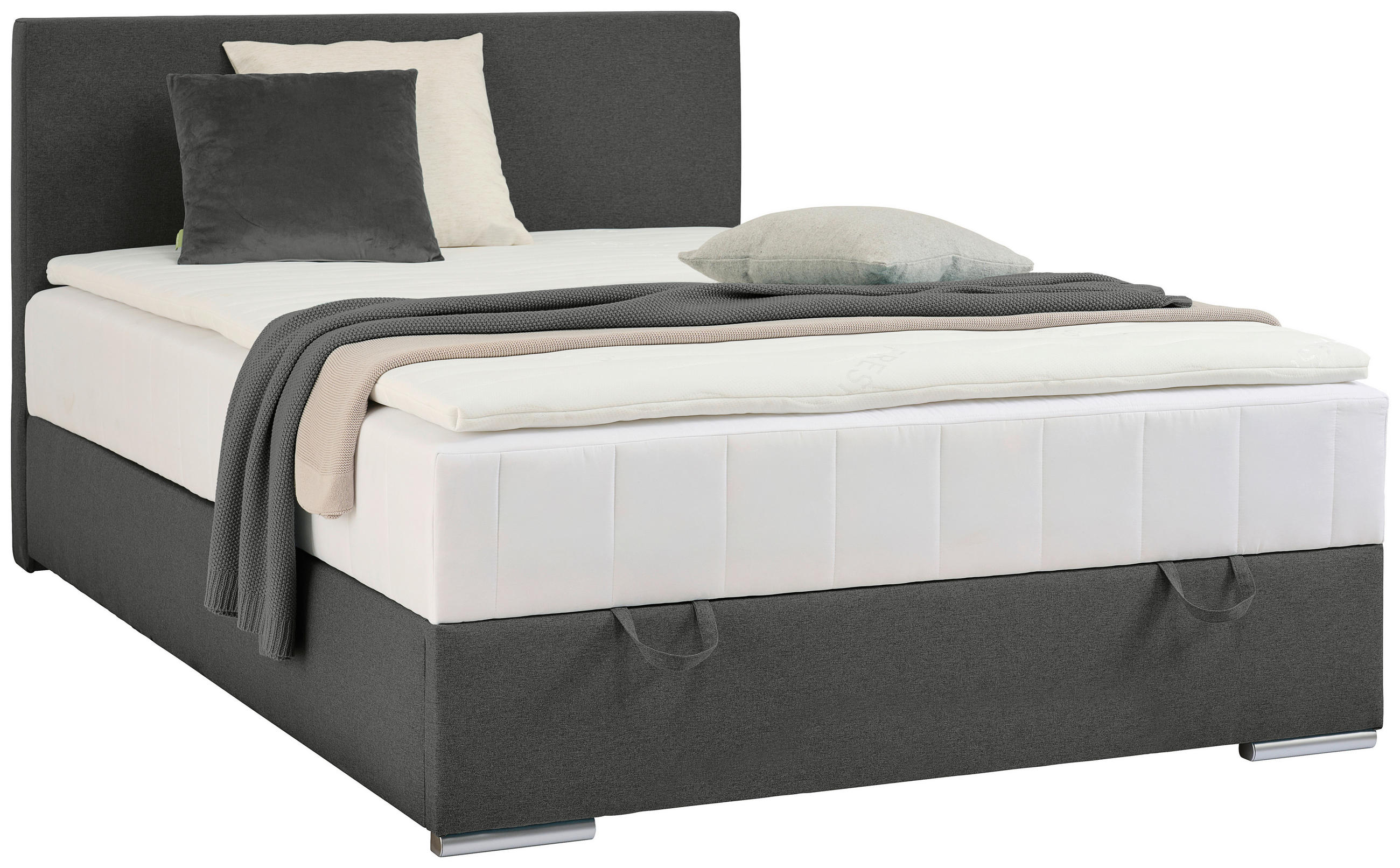 BOX-ÁGY 140/200 cm  sötétszürke  - króm/sötétszürke, Konventionell, műanyag/textil (140/200cm) - Carryhome