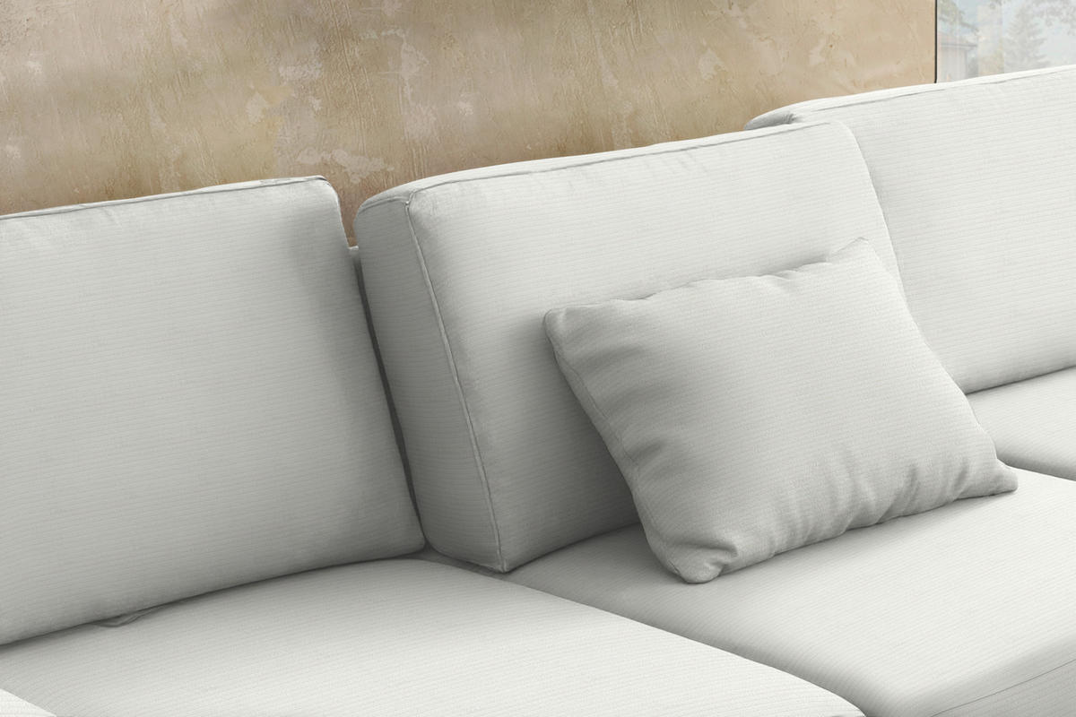 ECKSOFA Cord Weiss  - Weiss/Schwarz, Design, Textil/Metall (298/185cm) - Pure Home Lifestyle