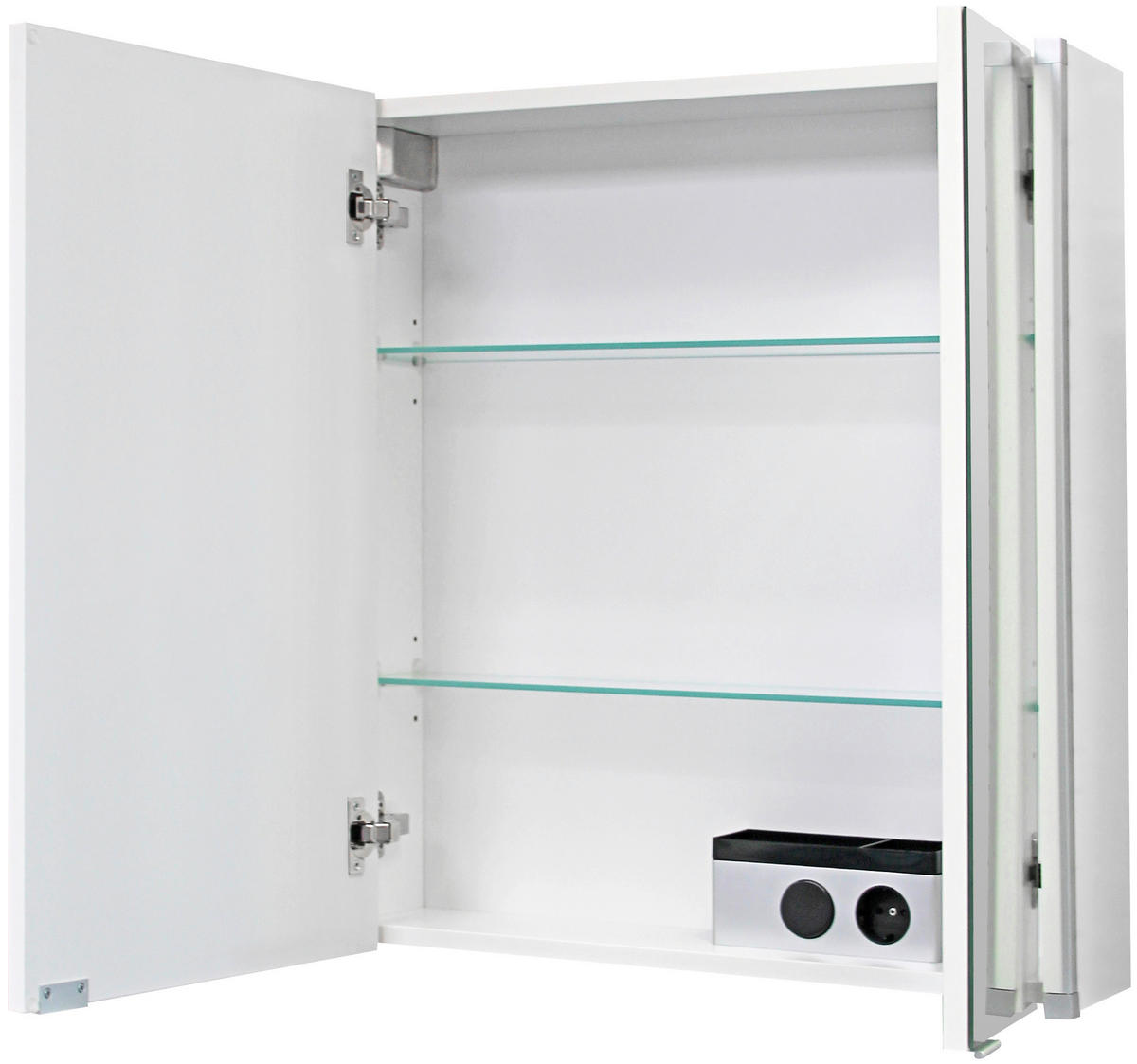 SPIEGELSCHRANK 61/67/16,5 cm  - Alufarben/Weiß, MODERN, Glas/Holzwerkstoff (61/67/16,5cm) - MID.YOU