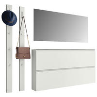 GARDEROBE 4-teilig  in 170/185/33 cm  - Weiss, Design, Glas/Holzwerkstoff (170/185/33cm) - Moderano