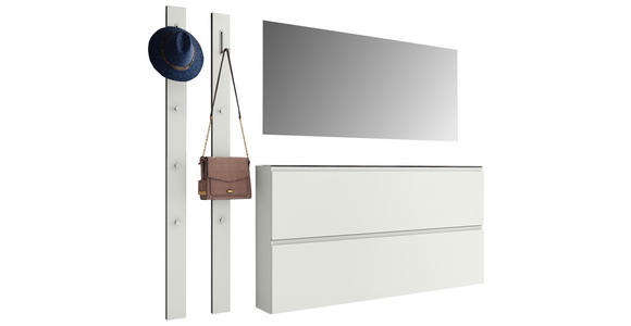 GARDEROBE 4-teilig in 170/185/33 cm - Weiß, Design, Glas/Holzwerkstoff (170/185/33cm) - Moderano