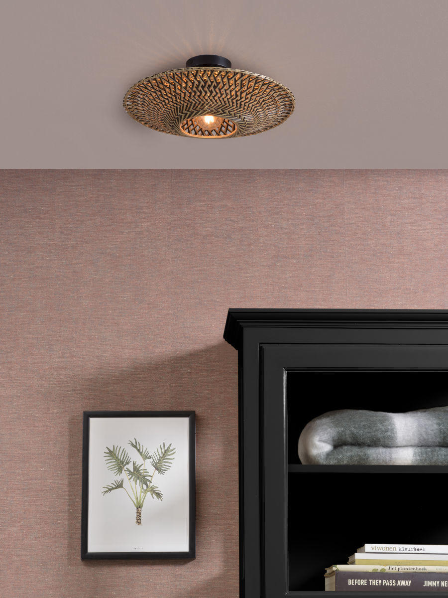 TAKLAMPA 47/26 cm - ljusbrun/svart, Natur, metall/naturmaterial (47/26cm) - Good & Mojo