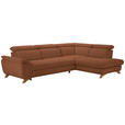 ECKSOFA in Bouclé Cognac  - Eichefarben/Cognac, MODERN, Holz/Textil (287/212cm) - Valnatura