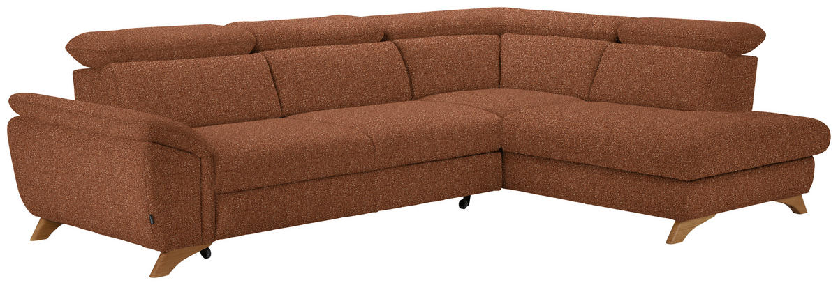 ECKSOFA in Bouclé Cognac  - Eichefarben/Cognac, Modern, Holz/Textil (287/212cm) - Valnatura