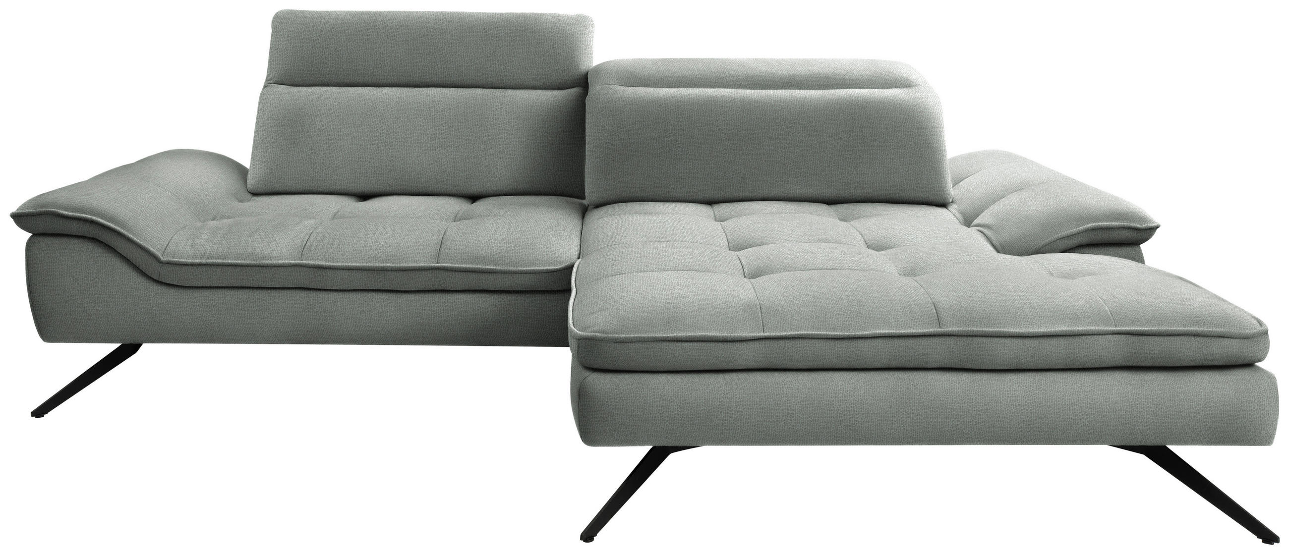 ECKSOFA in Webstoff Grau  288/179-202 cm  - Schwarz/Grau, Design, Textil/Metall (288/179-202cm) - Stylife