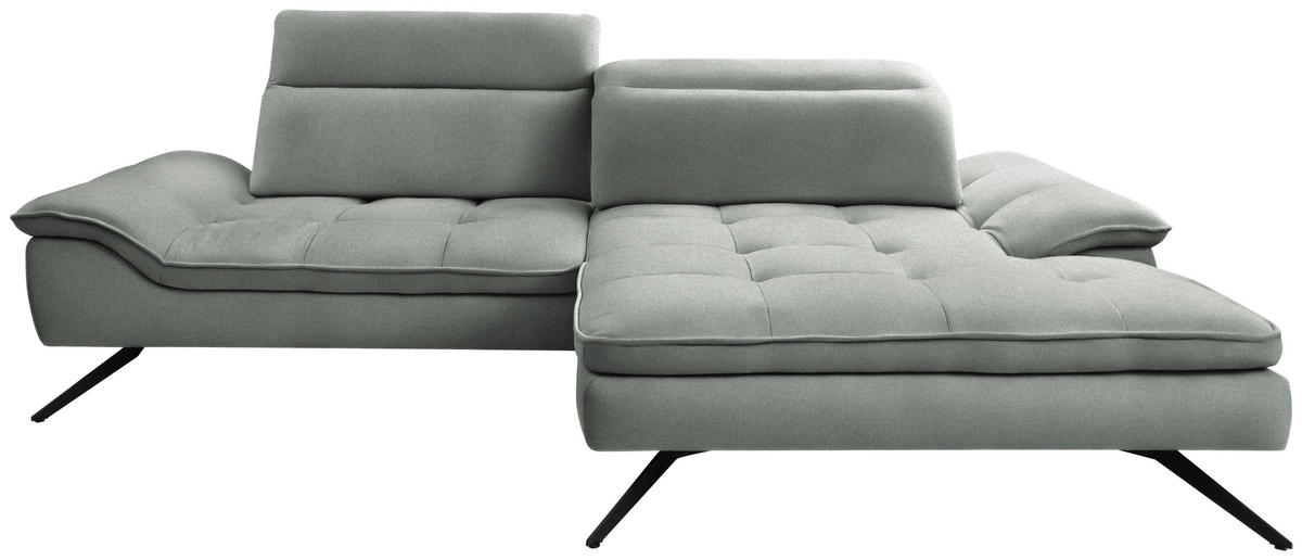 ECKSOFA in Webstoff Grau  288/179-202 cm  - Schwarz/Grau, Design, Textil/Metall (288/179-202cm) - Stylife