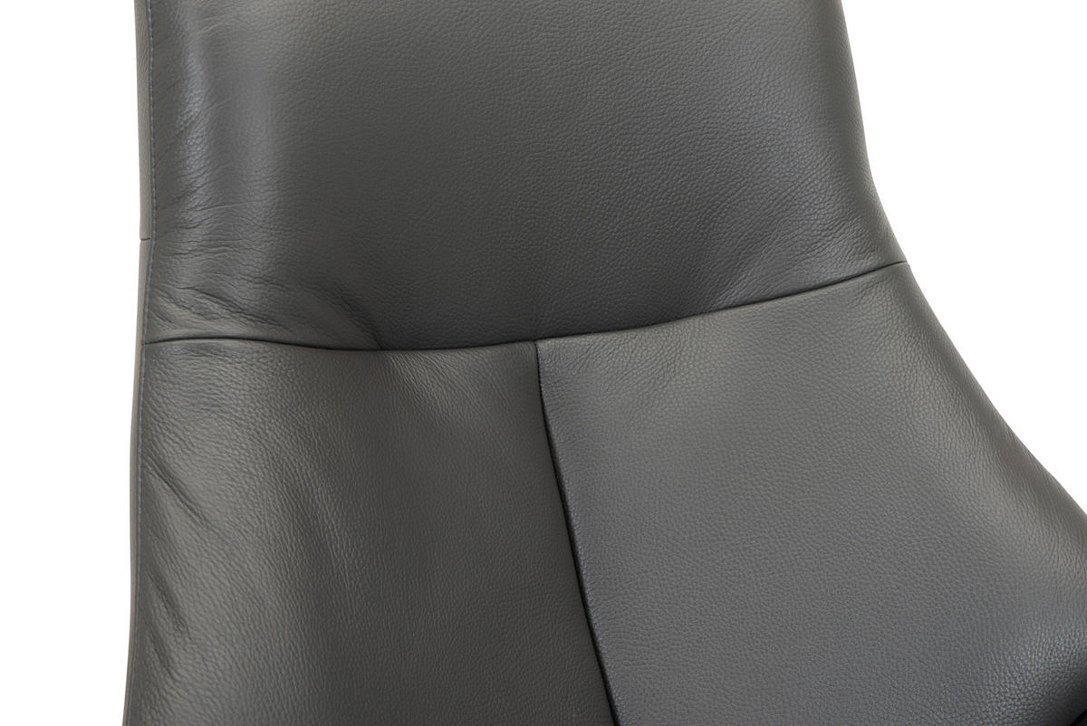 RELAXFÅTÖLJ i trä, metall, läder antracit  - kromfärg/antracit, Klassisk, metall/läder (78/108/83cm) - Welnova