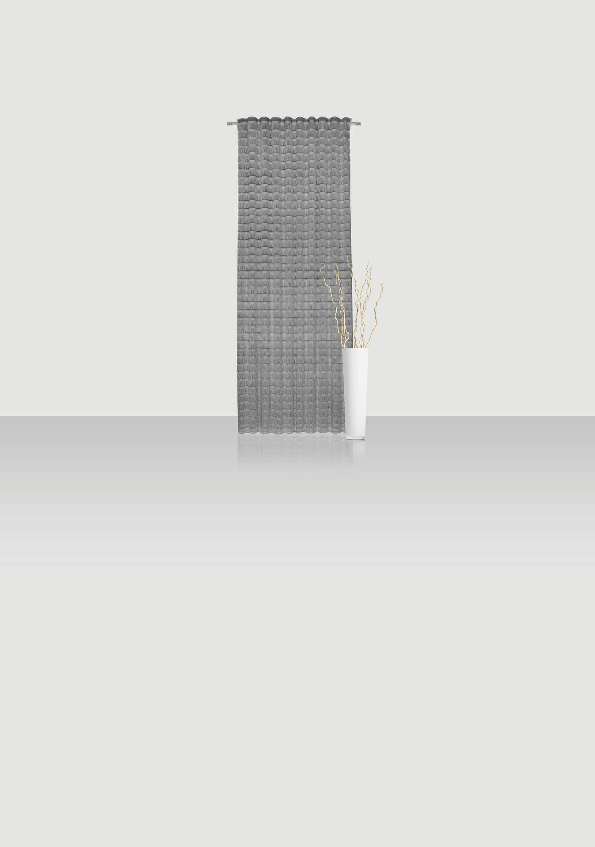 FERTIGVORHANG halbtransparent  - Hellgrau, Design, Textil (140/255cm) - Novel