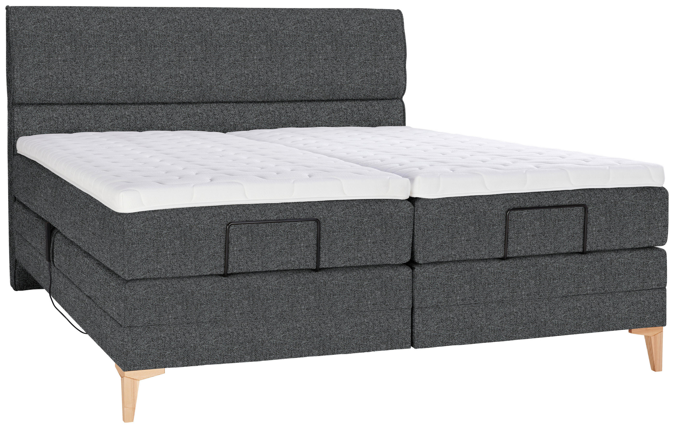 BOXSPRINGBETT 200/200 cm  in Anthrazit  - Eichefarben/Anthrazit, KONVENTIONELL, Holz/Textil (200/200cm) - Voleo