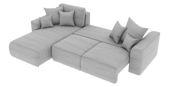 ECKSOFA Grau Cord  inkl. Zierkissen, Rückenkissen, Bettkasten, Schlaffunktion, Rücken echt, Liegefläche im Originalstoff  - Chromfarben/Grau, KONVENTIONELL, Kunststoff/Textil (195/293cm) - Carryhome