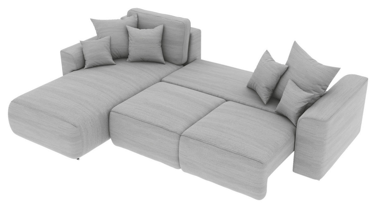 ECKSOFA in Cord Grau  - Chromfarben/Grau, Konventionell, Kunststoff/Textil (195/293cm) - MID.YOU