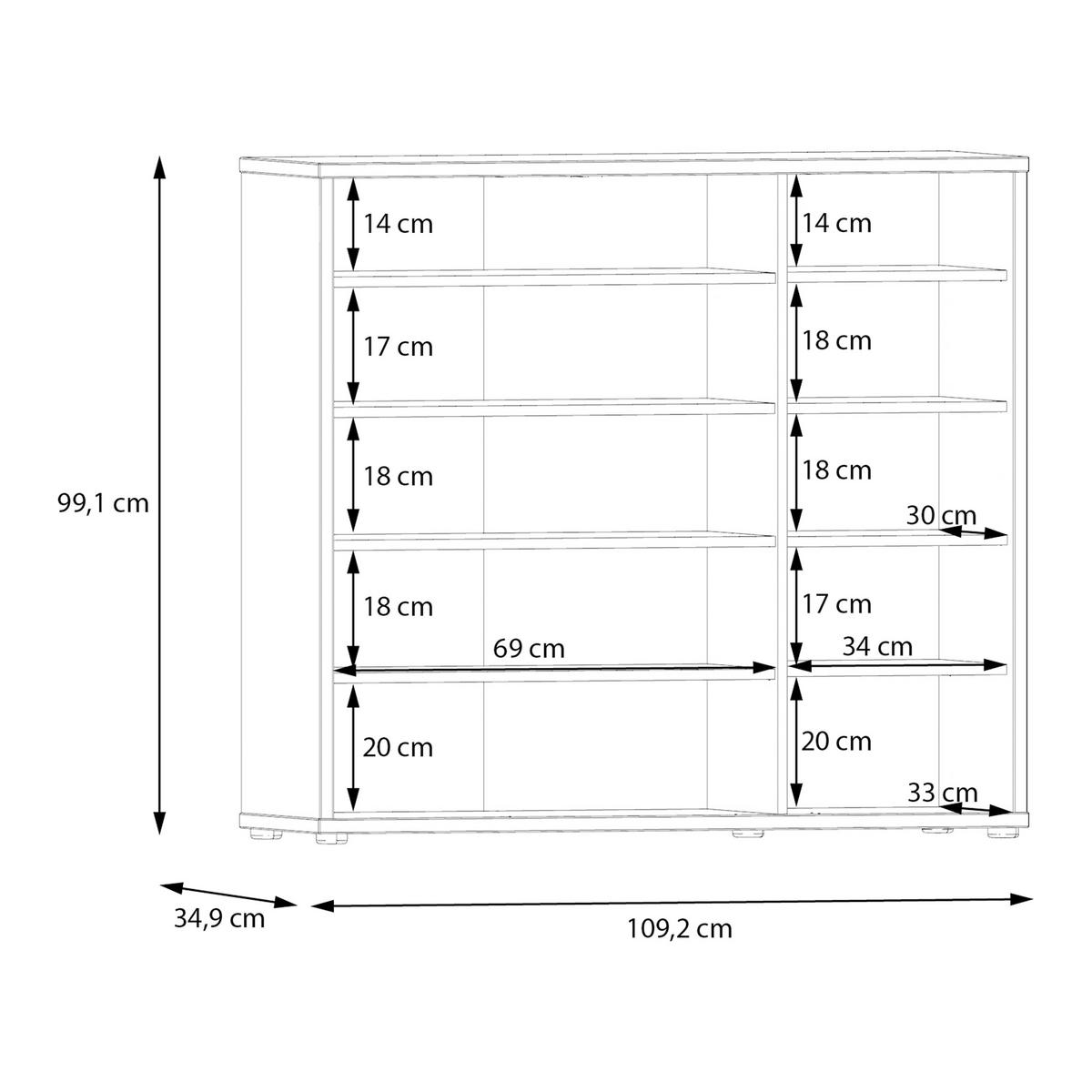 SCHUHSCHRANK Alice Springs  in 109,2/99,1/34,9 cm  - Salbeigrün/Grau, MODERN, Holzwerkstoff/Kunststoff (109,2/99,1/34,9cm) - Xora