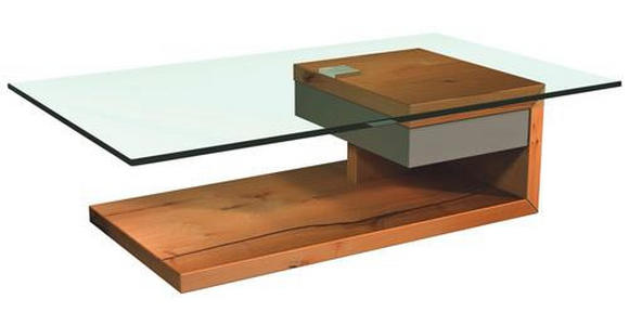 COUCHTISCH in Holz, Glas, Holzwerkstoff 110/65/40 cm  - Fango/Eichefarben, KONVENTIONELL, Glas/Holz (110/65/40cm) - Moderano