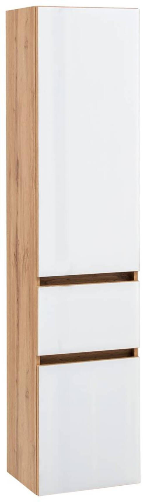 HOCHSCHRANK 40/180/35 cm  - Weiss/Eichefarben, Konventionell, Glas/Holzwerkstoff (40/180/35cm) - Held