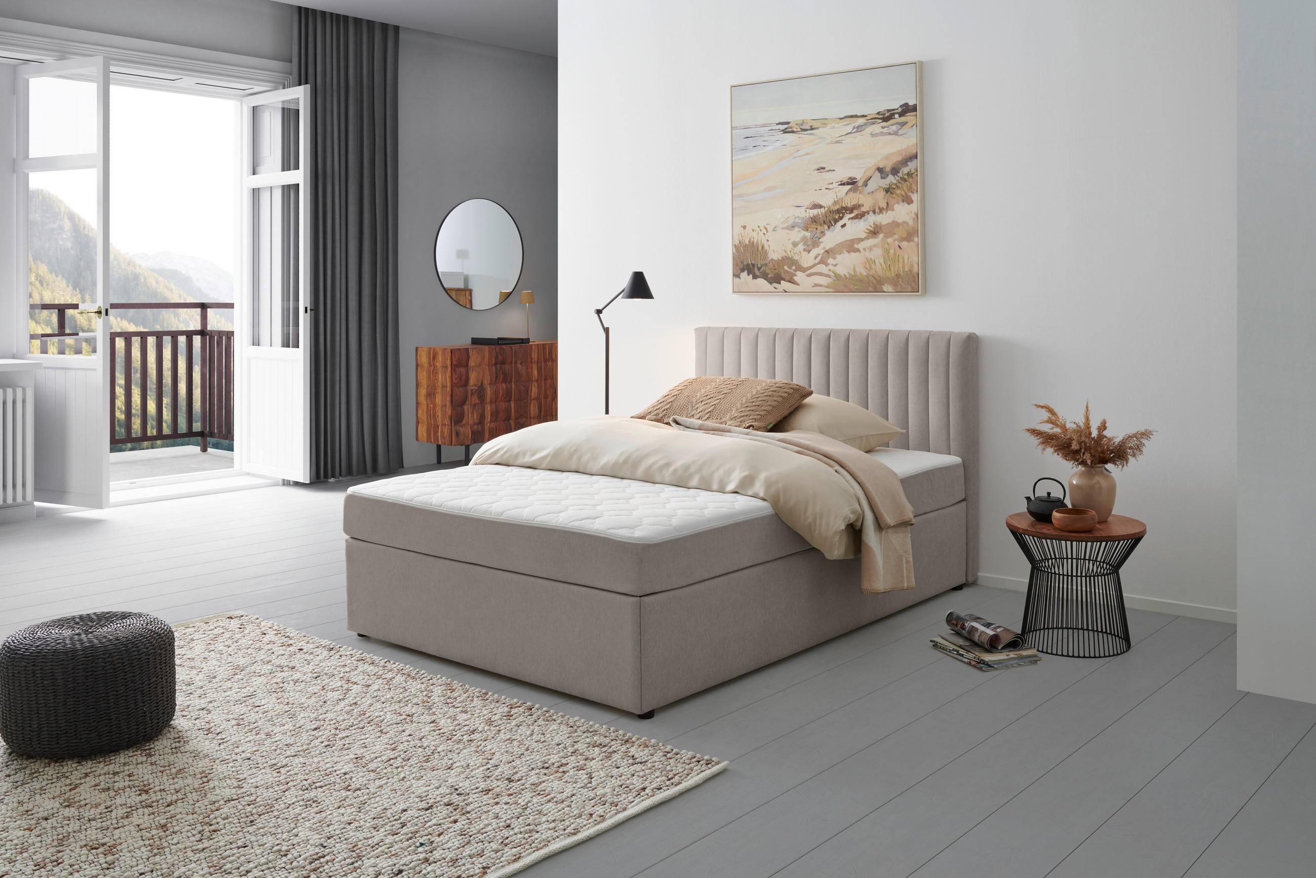 BOXBETT 120/200 cm  in Hellgrau  - Hellgrau, Modern, Holz/Textil (120/200cm) - MID.YOU