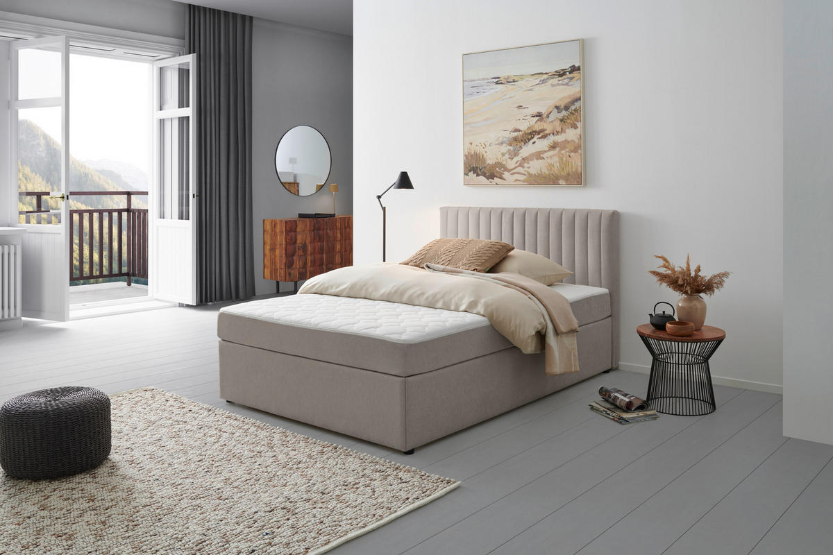 BOXBETT 140/200 cm  in Hellgrau  - Hellgrau, Modern, Holz/Textil (140/200cm) - MID.YOU