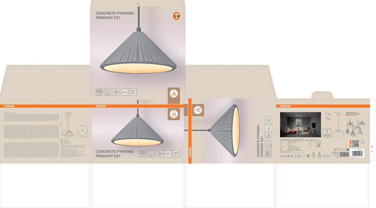 HÄNGELEUCHTE 25/117,50 cm  - Dunkelgrau, Basics, Stein/Metall (25/117,50cm) - Osram