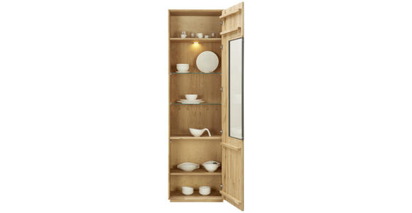 VITRINE in massiv Wildeiche Anthrazit, Eichefarben - Eichefarben/Anthrazit, Design, Glas/Holz (61/205/40cm) - Waldwelt