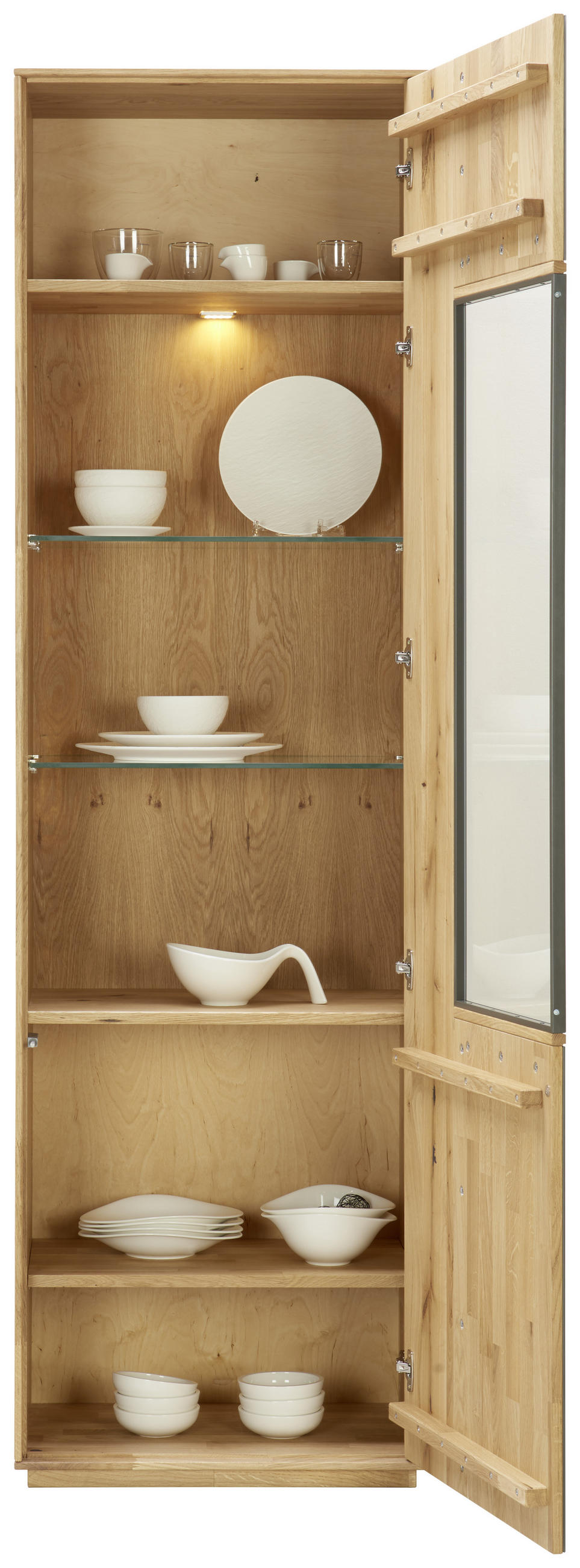 VITRINE in massiv Wildeiche Anthrazit, Eichefarben  - Eichefarben/Anthrazit, Design, Glas/Holz (61/205/40cm) - Waldwelt