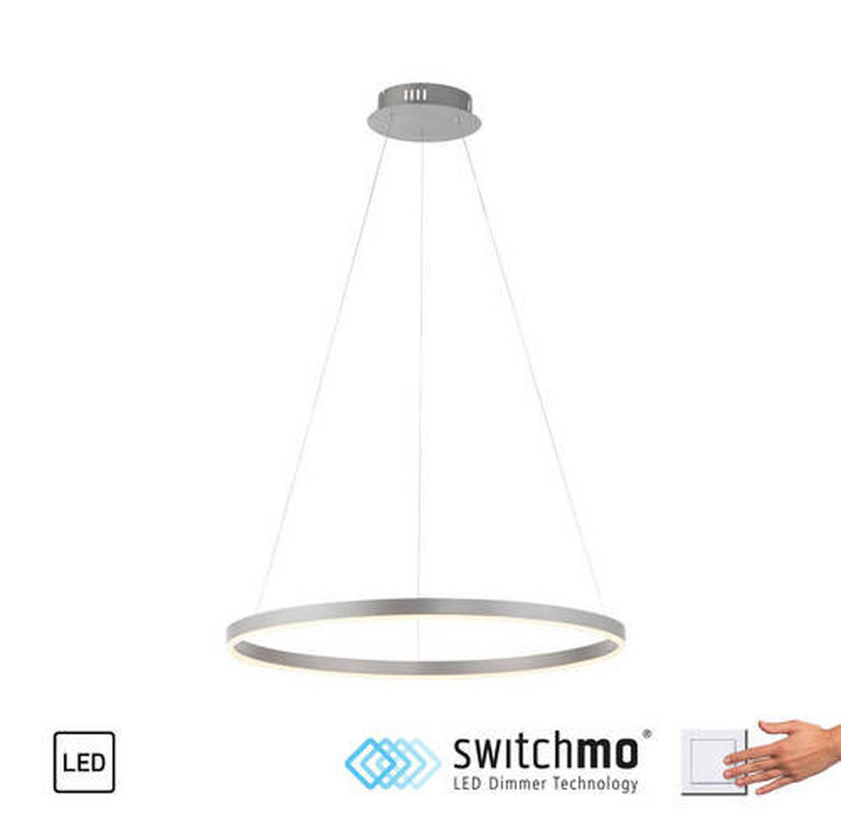 ZÁVĚSNÉ LED SVÍTIDLO, 58,5/58,5/120 cm  - barvy hliníku, Design, kov/plast (58,5/58,5/120cm)