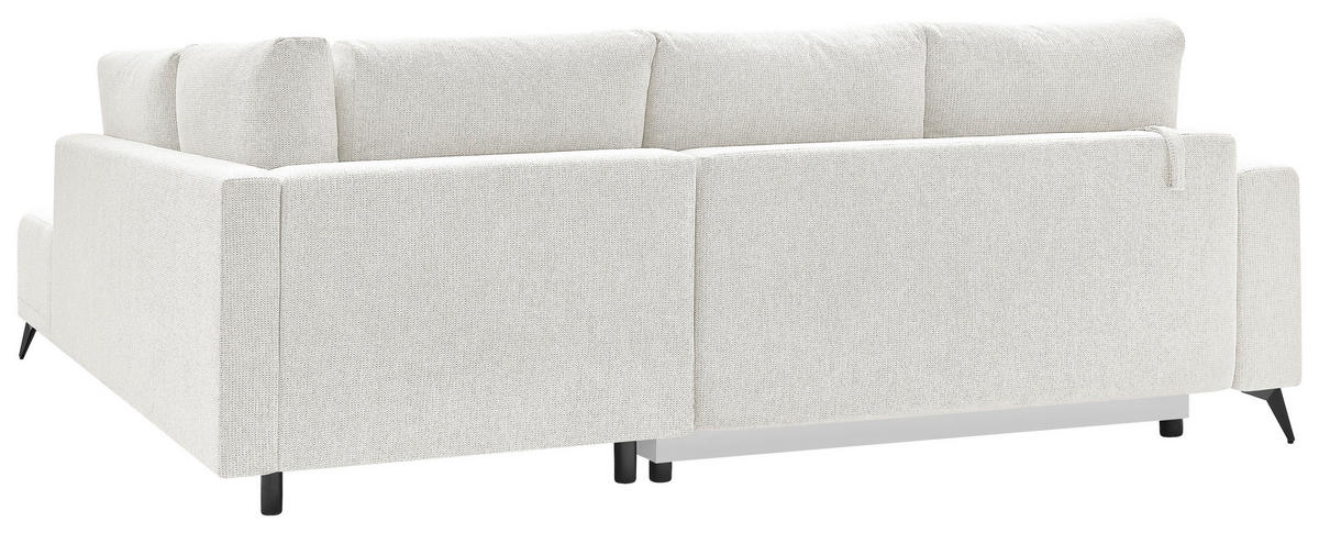 ECKSOFA RAFAEL Weiß Struktur Rückenkissen, Bettkasten  - Schwarz/Weiß, Design, Textil/Metall (269/218cm) - P & B