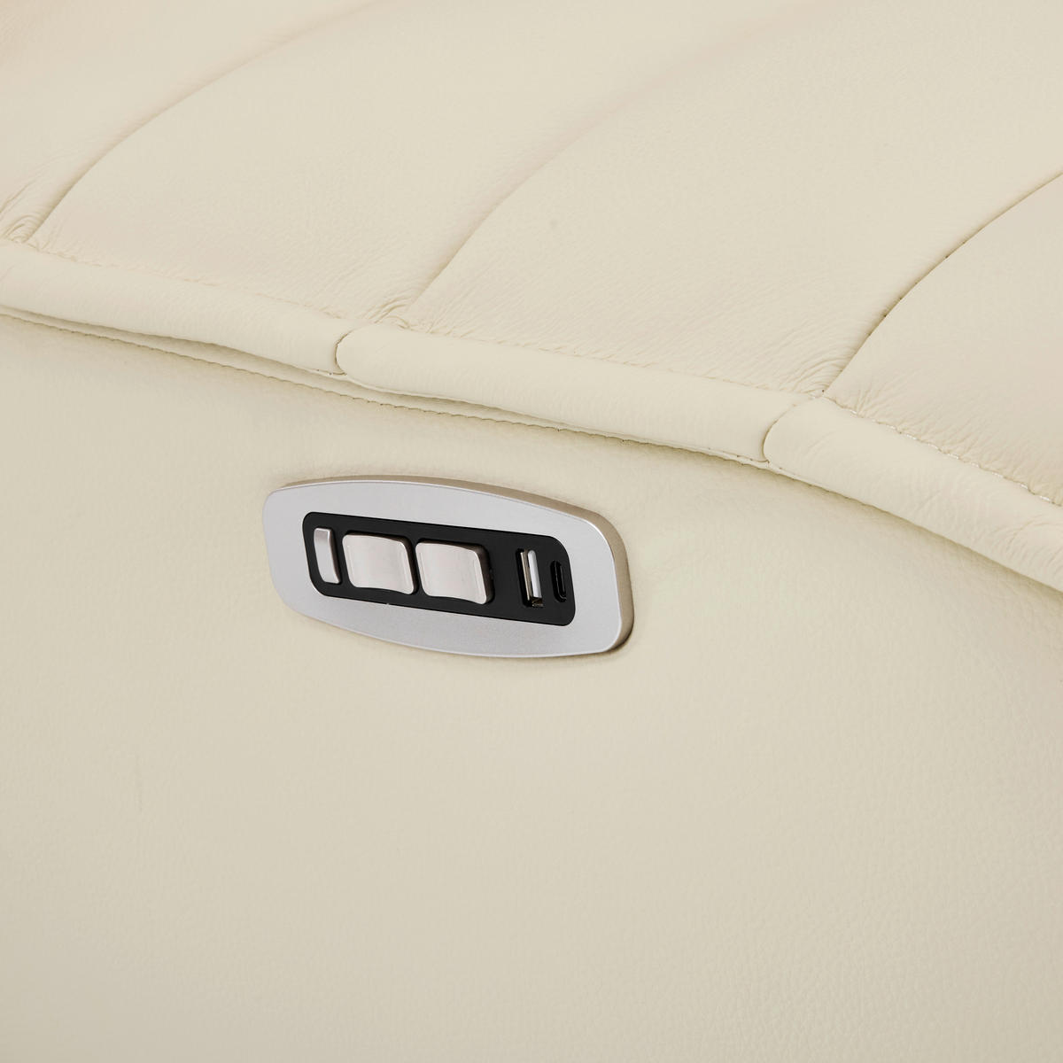 RELAXSESSEL Lederlook Echtleder Relaxfunktion, Fußteilverstellung, Nackenkissen    - Beige/Schwarz, Design, Leder/Textil (68/108/84cm) - Stylife