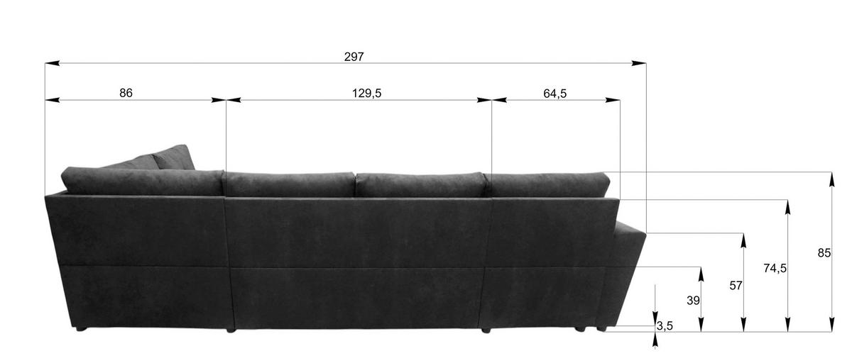 WOHNLANDSCHAFT TERMOLI Hellblau Cord  - Schwarz/Hellblau, Design, Kunststoff/Textil (155/297/212cm) - MID.YOU