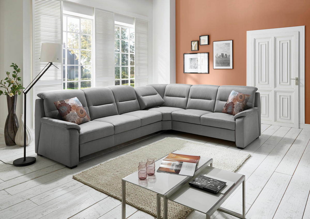 ROHOVÁ SEDACIA SÚPRAVA, textil, sivá - čierna/sivá, Konventionell, drevo/textil (245/303cm) - Beldomo Comfort