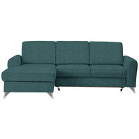 ECKSOFA Petrol Flachgewebe  - Silberfarben/Petrol, Design, Textil/Metall (167/244cm) - Cantus