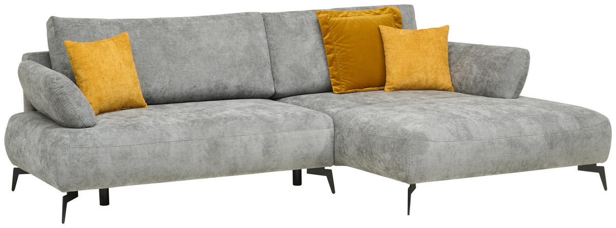ECKSOFA COLORADO Grau Struktur  - Schwarz/Grau, Design, Textil/Metall (284/186cm) - Livetastic