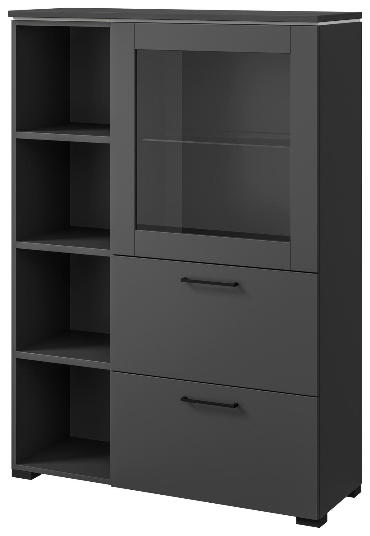 VITRINE in Graphitfarben  - Anthrazit/Graphitfarben, Design, Glas/Holzwerkstoff (100/143,3/41,9cm) - Cantus