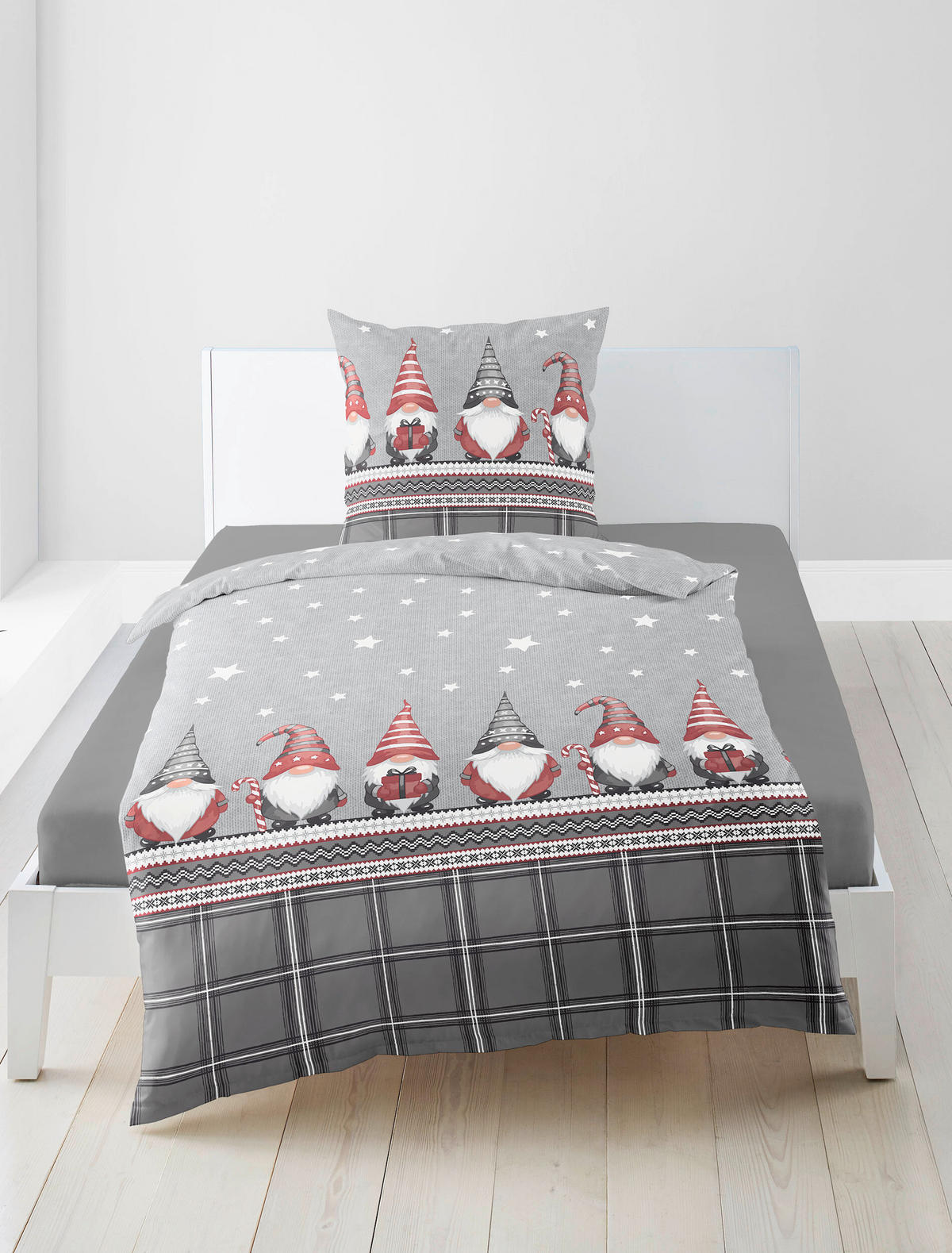BETTWÄSCHE 2-teilig Biber 155/220 cm  - Grauweiß, Design, Textil (155/220cm) - Bierbaum