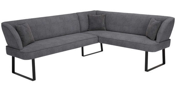 ECKBANK 233/189 cm Webstoff Anthrazit, Schwarz - Anthrazit/Schwarz, Design, Textil/Metall (233/189cm) - Novel